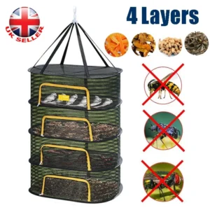 4 Layer Dry Rack Herb Drying Hang Net Dryer Folding Bag Mesh Hydroponic Plant UK