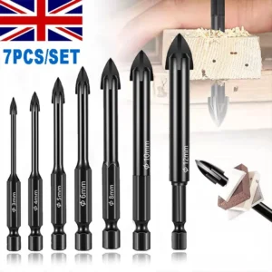 7× Dry Diamond Drill Bits For Granite Tile Glass Porcelain Marble Ceramic Set UK