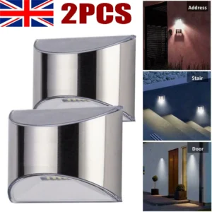 2x Solar Powered Door Fence Wall Lights Led Outdoor Garden Lighting Super Bright