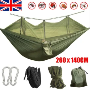 Portable Camping Hammock with Mosquito Net&Tree Straps 300KG Capacity 1-2 Person