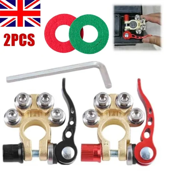 2x 12V Battery Terminals Connectors Clamps Quick Release For Caravan Car Van UK - Image 7