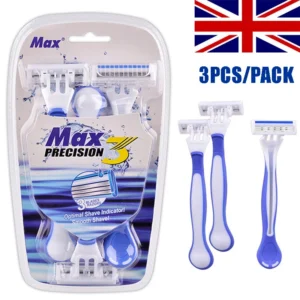 3PCS/PACK Max Plastic Disposable Triple Blades Razor Beard Shaver Mens Head UK