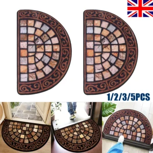 Welcome Mat Front Back Door Outdoor Doormat Round Half Moon Entrance Porch Home