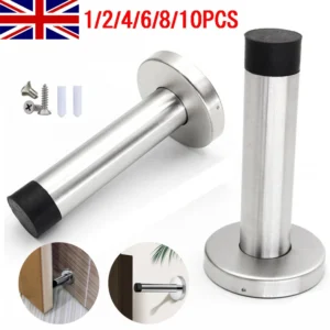 Door Stop Wall Mount Door Stopper Satin Stainless Steel Rubber Projecting Bumper