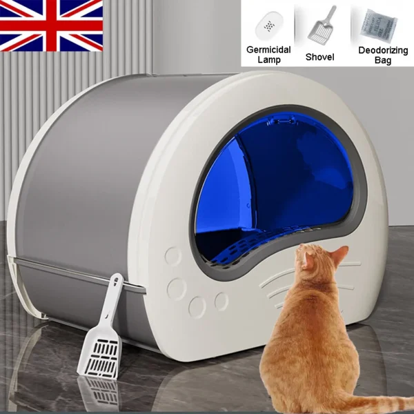 Large Cat Litter Box Hooded Litter Tray Drawer Sterilize Deodorize Self-cleaning - Image 4