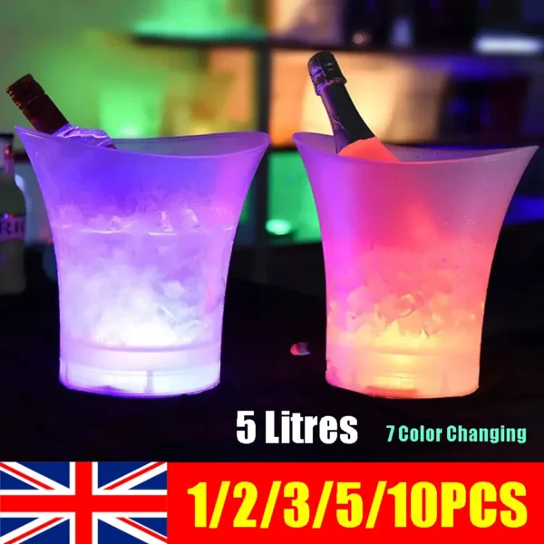 1-10Pcs 5L LED ICE BUCKET Dining Bar Color Changing Champagne Wine Drink Cooler