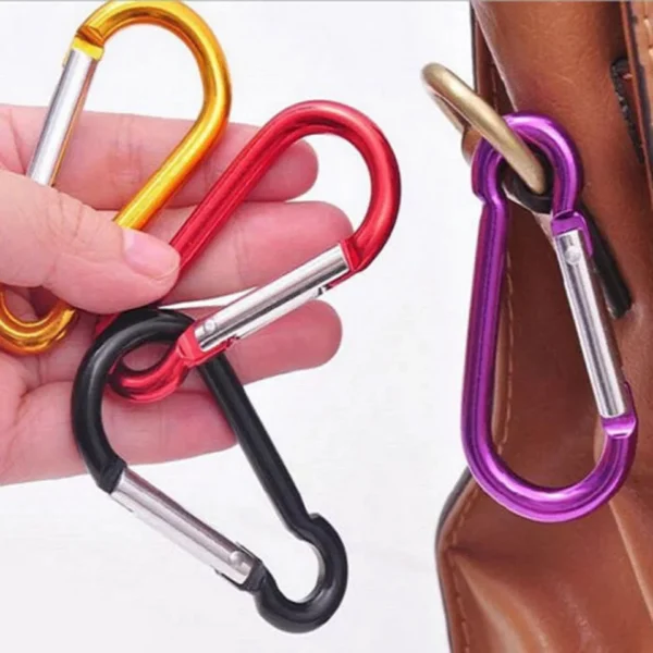 5x Alloy Snap Hook Carabiner D-Ring Key Chain Clip Keychain Hiking Camp+Whistle - Image 6