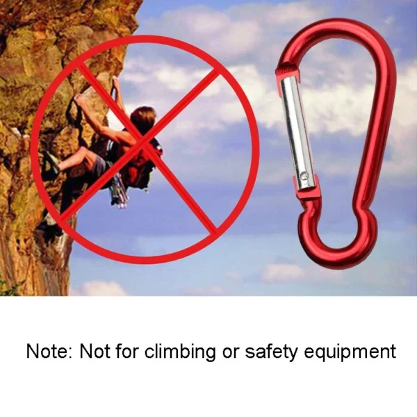 5x Alloy Snap Hook Carabiner D-Ring Key Chain Clip Keychain Hiking Camp+Whistle - Image 5