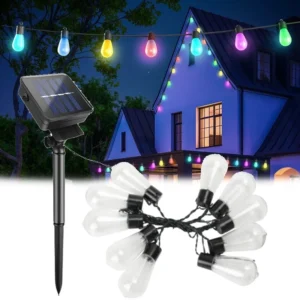 Solar Powered Retro Edison Bulbs Festoon Lights Outdoor LED Fairy String Light