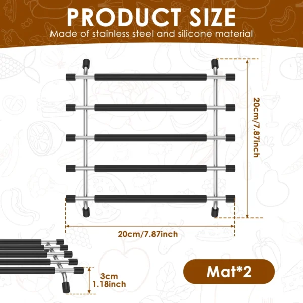 Kitchen Trivet Worktop Saver Hot Pot Pan Stand Rack Silicon and Stainless Steel - Image 3