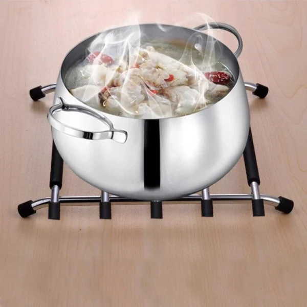 Kitchen Trivet Worktop Saver Hot Pot Pan Stand Rack Silicon and Stainless Steel - Image 6