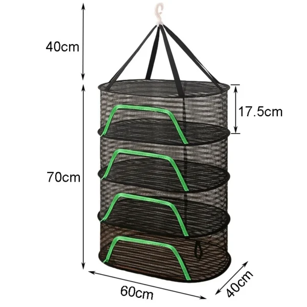 4 Layer Dry Rack Herb Drying Hang Net Dryer Folding Bag Mesh Hydroponic Plant UK - Image 5