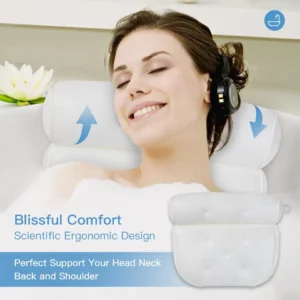Luxury Bathroom Spa Bath Pillow Non-Slip Comfortable Bathtub Headrest Cushion UK