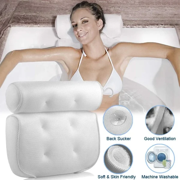 Luxury Bathroom Spa Bath Pillow Non-Slip Comfortable Bathtub Headrest Cushion UK - Image 6
