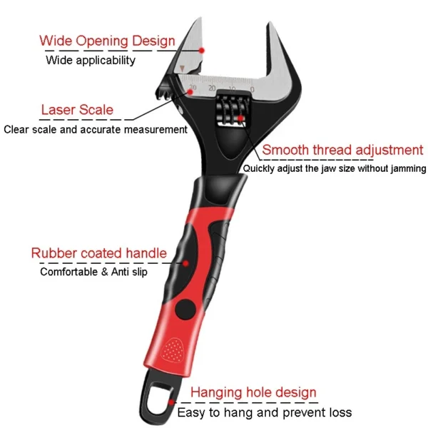 6 Inch Adjustable Large Extra Wide Jaw Spanner Wrench 0-30mm Large Opening UK - Image 6