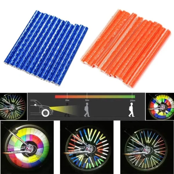 12PCS 75mm Clip On Bicycle Bike Wheel Spoke Reflectors Cycling Reflective Tubes - Image 3