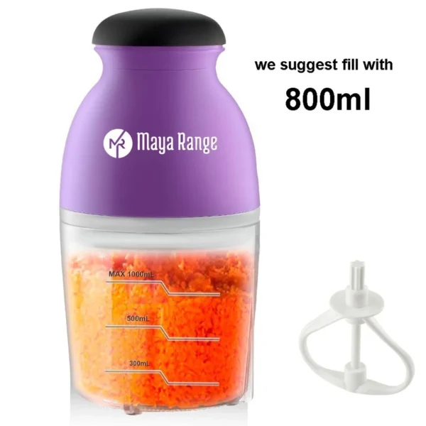 800ML Electric Chopper Food Processor 2 IN 1 Blender Meat Fruit Vegetable Mixer - Image 2