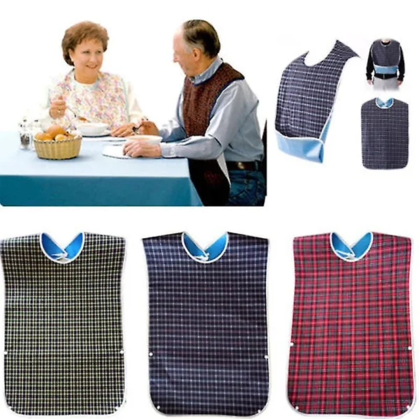 Waterproof Mealtime Bib Clothes Protector Apron Aid For Adult Elderly Disable UK - Image 4