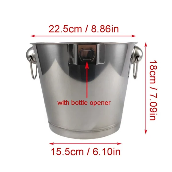 5L Stainless Steel Ice Bucket Champagne Wine Cooler with Handle Bar Pub Party UK - Image 4