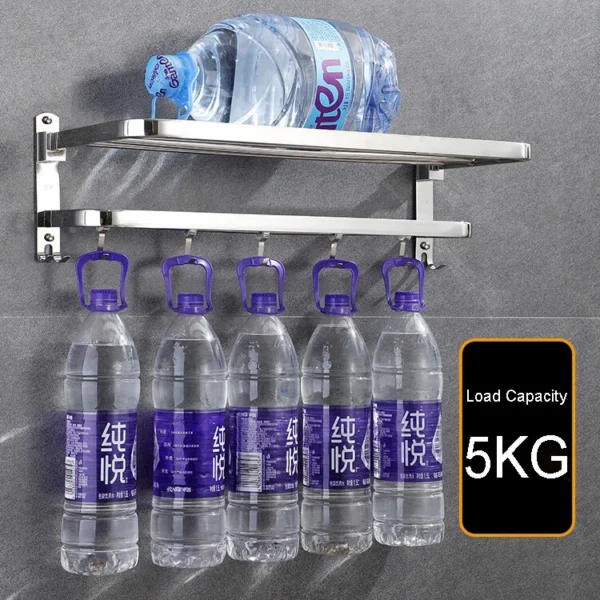 Double Chrome Towel Rail Holder Stainless Steel Wall Mounted Bathroom Rack Shelf paul_mash_01 paul_mash_0 - Image 3