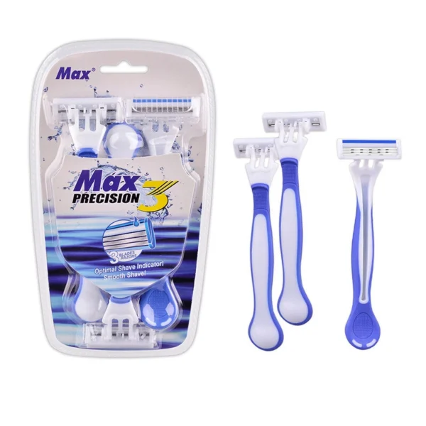 3PCS/PACK Max Plastic Disposable Triple Blades Razor Beard Shaver Mens Head UK - Image 5