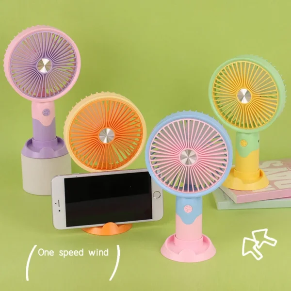 HandHeld Fan USB Rechargeable Fan Mini Fan Desktop with Phone Holder Home/Office - Image 6