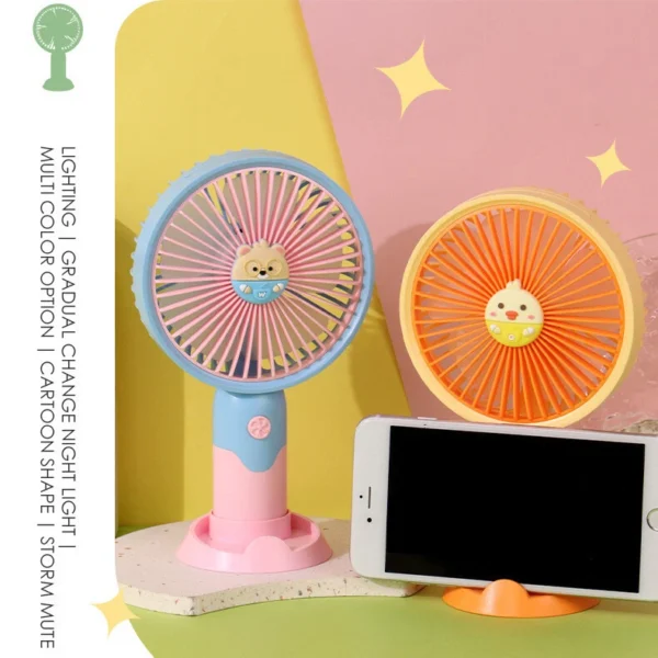 HandHeld Fan USB Rechargeable Fan Mini Fan Desktop with Phone Holder Home/Office - Image 3