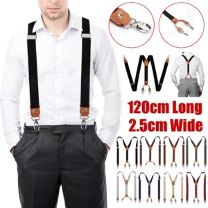 Adjustable Braces Mens Unisex Trouser Elastic Y-back Suspenders Metal Clipon UK
