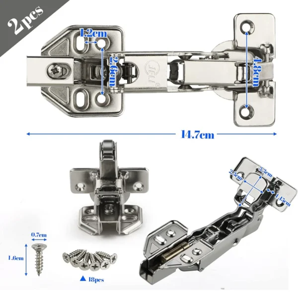 2/4/8Pcs 165 Degree Cabinet Hinges Soft Close Kitchen Cupboard Wardrobe Door UK - Image 2