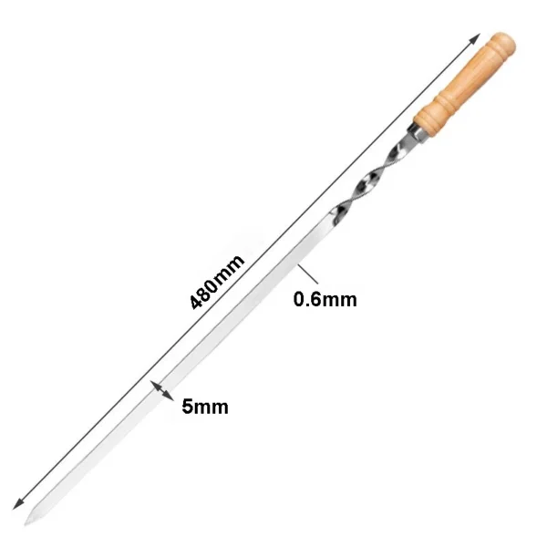 6-18pcs Stainless Steel BBQ Skewers For Barbecue Kebab Fruit with Wooden Handle - Image 5