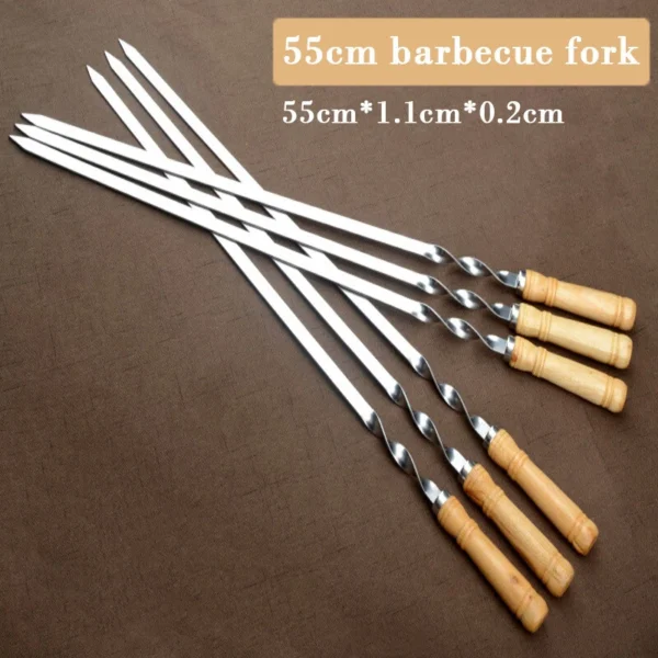 6-18pcs Stainless Steel BBQ Skewers For Barbecue Kebab Fruit with Wooden Handle - Image 3