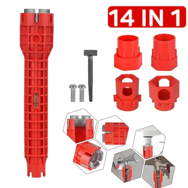 14 IN 1 Faucet Sink Wrench Plumbing Tools Pipe Tap Spanner For Bathroom Kitchen - Image 5