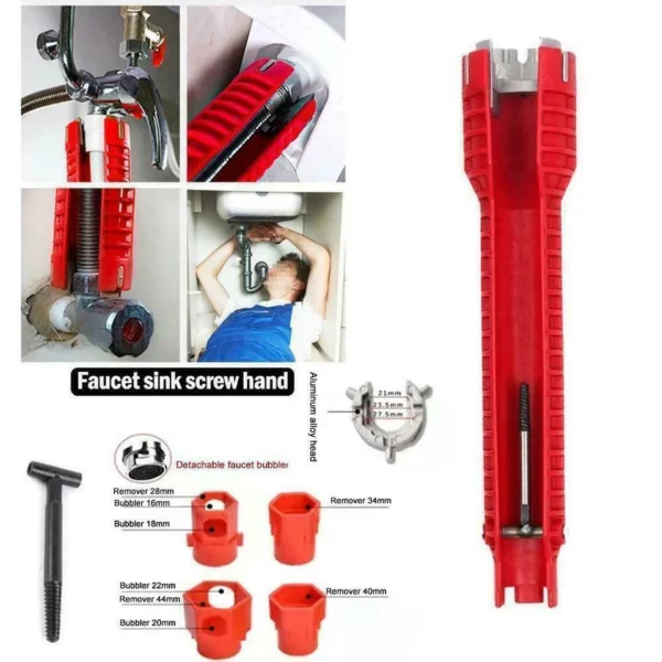 14 IN 1 Faucet Sink Wrench Plumbing Tools Pipe Tap Spanner For Bathroom Kitchen - Image 3