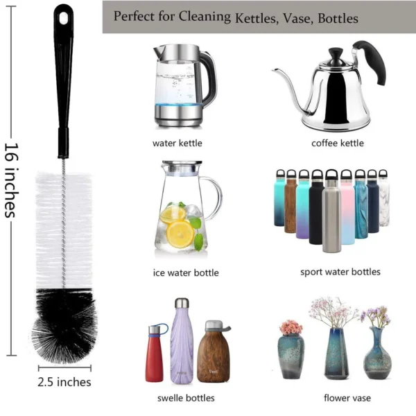 8 Pack Bottle Cleaning Brush Set Long Handle Bottle Cleaner with Kettle Lid UK - Image 2