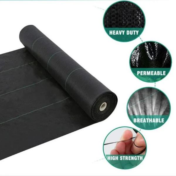 2M Wide Extra Heavy Duty Garden Weed Control Fabric Ground Cover Membrane Sheet - Image 3