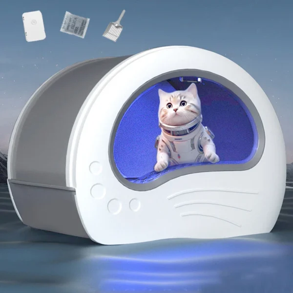 Large Cat Litter Box Hooded Litter Tray Drawer Sterilize Deodorize Self-cleaning