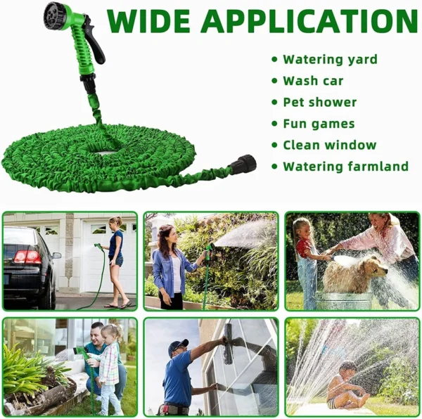 Stretchable Hose Pipe Flexible Extendable Garden Magic Spray Gun Patio 15m 50FT - Image 3