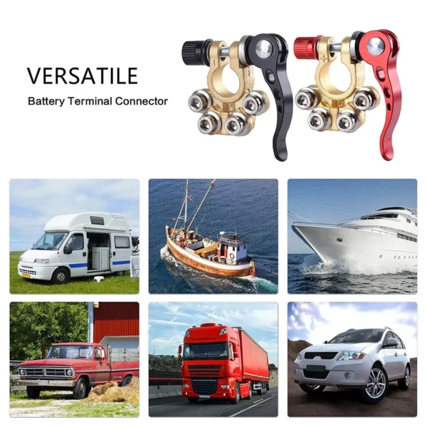 2x 12V Battery Terminals Connectors Clamps Quick Release For Caravan Car Van UK - Image 4