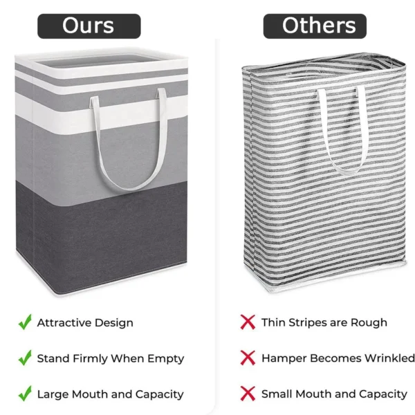 2Pcs Laundry Basket Washing Dirty Clothes Folding Hamper Bag Storage Bin Handle - Image 5