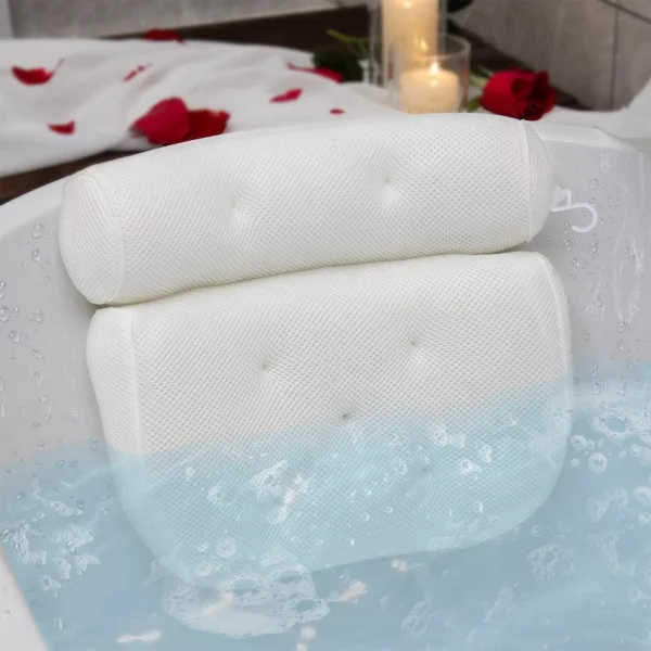 Bathroom Spa Bath Pillow with 6 Suction Non-Slip Comfy Headrest Cushion Bathtub - Image 6