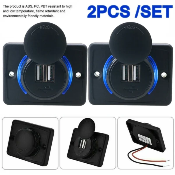 2x 12V Fast Car Charger Dual USB 3.1A Adapter Power Socket Charging Panel Mount - Image 7